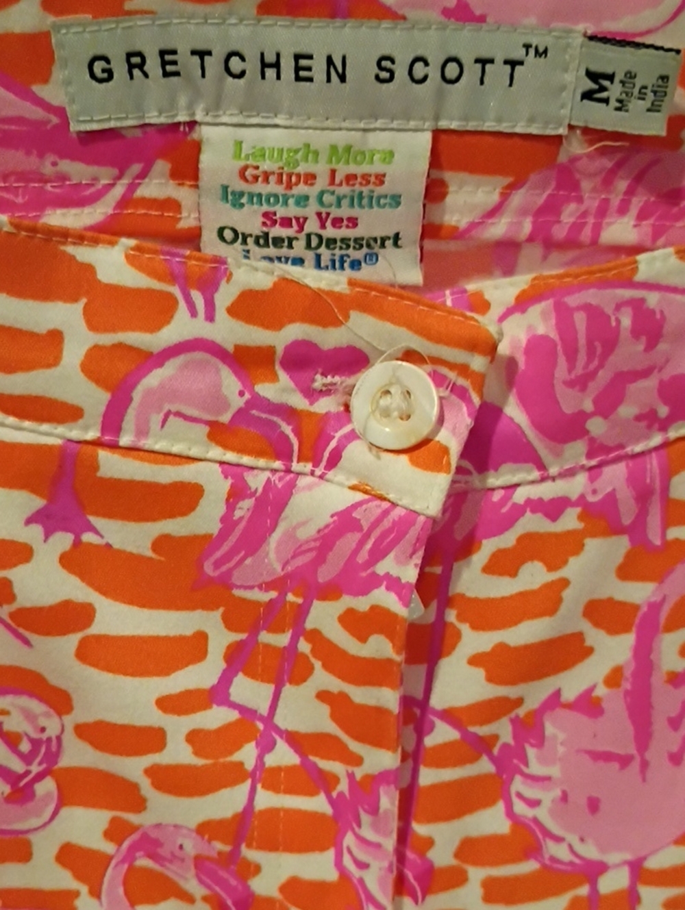 FINAL PRICE Gretchen Scott Designs Orange & Pink Flamingo-Print Cropped Pants